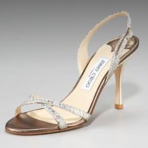 Jimmy Choo India Glittered Crisscross Slingback size 38.5
